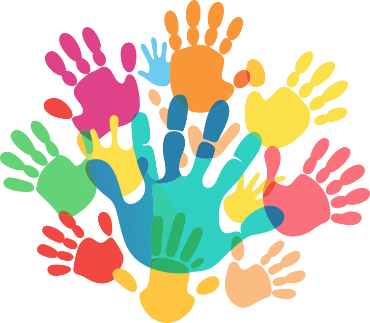 Illustrazione acquerello di mani di bambini sovrapposte